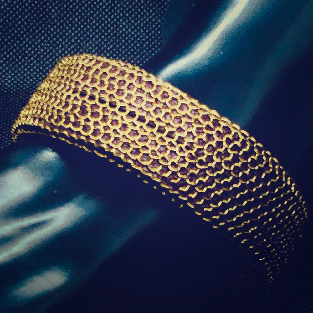 Gold cage brown vegan leather matte magnetic clasp
